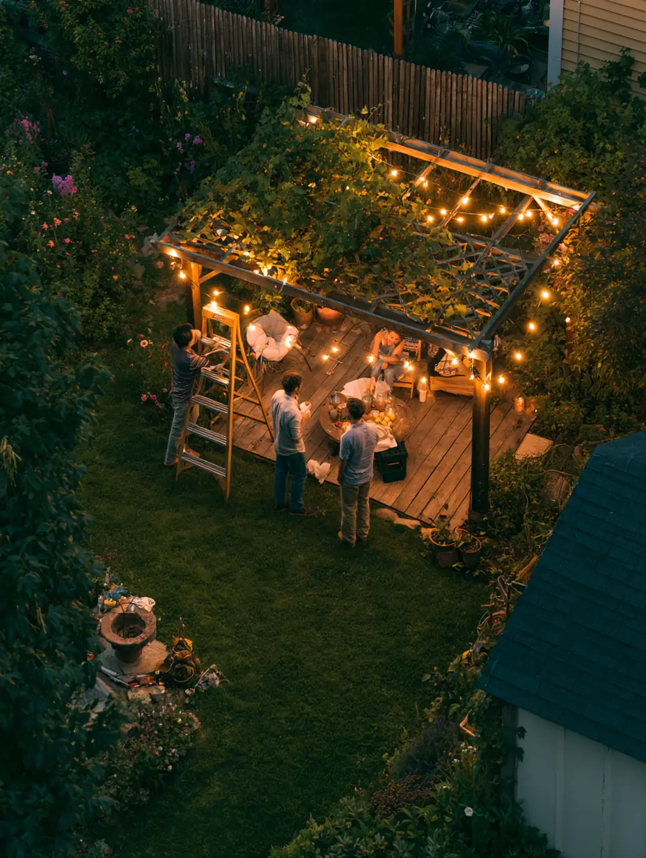 Neighbors comparing notes over a farmers market stall