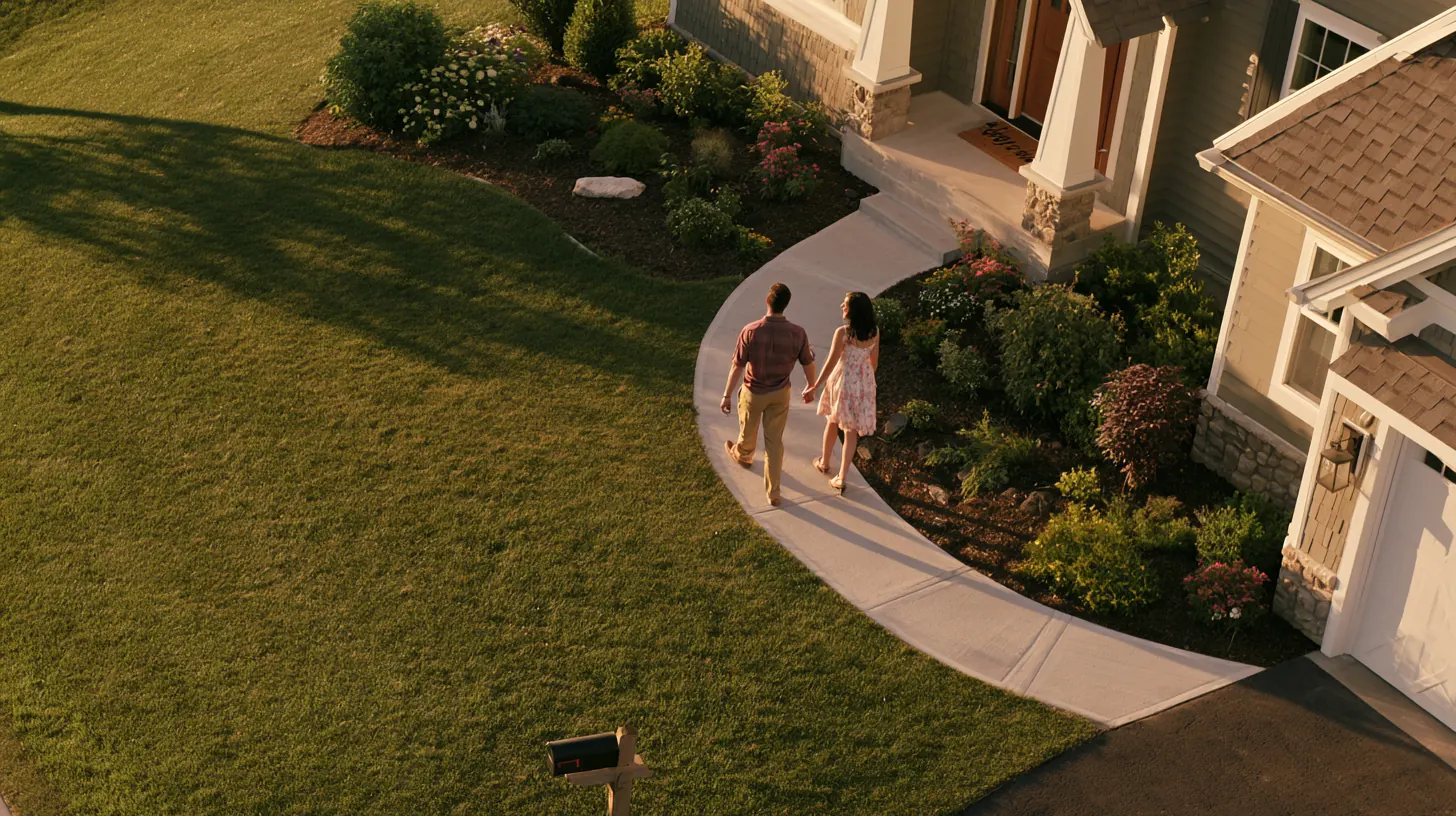 Young American couple walking up to their home, ready to apply for an explore credit loan